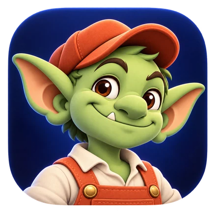 Night Shift: Goblin in his red cap against deep midnight blue